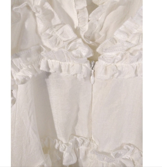 Princess Polly Dawning White Ruffle Plunge Babydoll Swing Dress Womens Size 10 - Picture 7 of 8